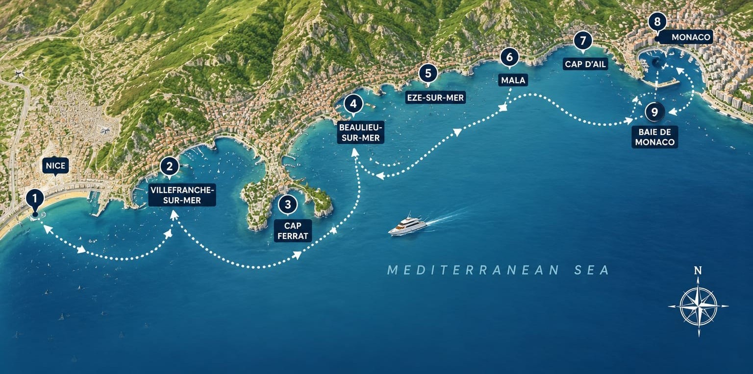 French Riviera Itinerary Map